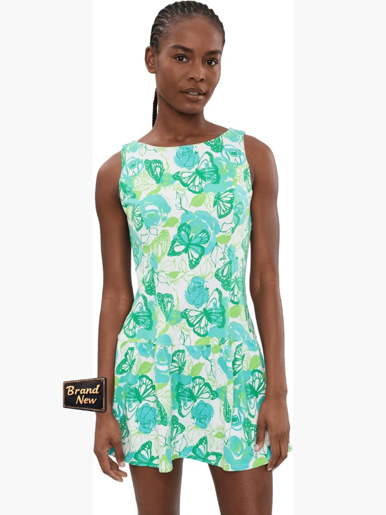 Active Dress With Built-In Bra & Shorts Upf 50+ Lightweight Boat Neck